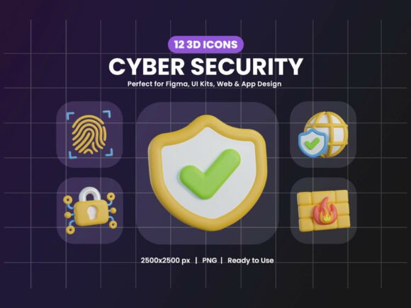 3D Cyber Security Icon Pack
