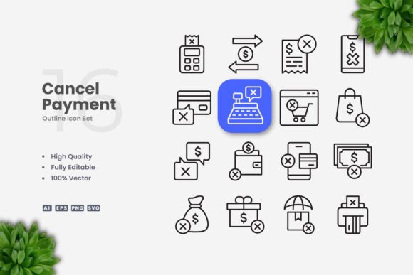 Cancel Payment Icons: Simple and Clean Design