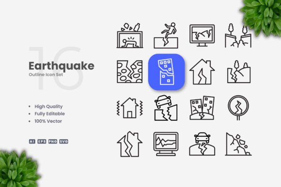 Earthquake Icons: Simple, Clean, and Versatile
