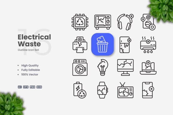 Electrical Waste Icons for Creative Projects