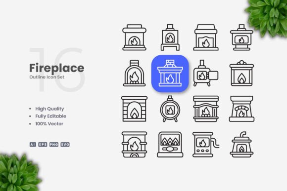 Fireplace Icons: Simple, Clean, and Perfect for Every Project