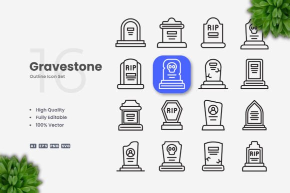 Gravestone Icons for Modern Design Needs