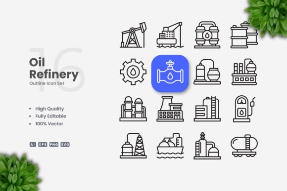Oil Refinery Icons: A Versatile Design Solution for Modern Projects