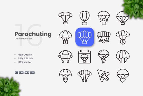 Parachuting Icons: Simple and Clean Design for Modern Use