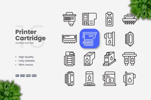 Printer Cartridge Icons and Simple and Clean Icon Design