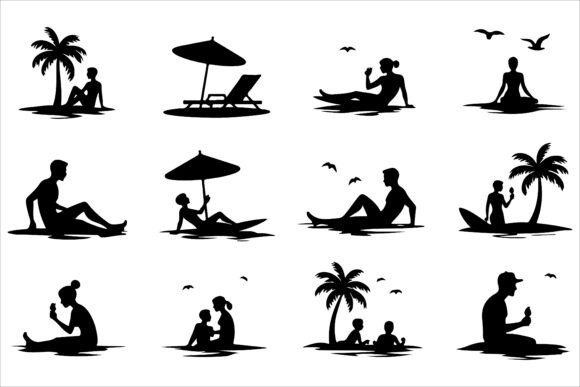 Tropical Island Summer Silhouettes: A Versatile Resource for Creative Projects