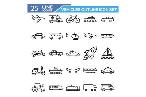Vehicles Outline Icon Set: A Modern Solution for Visual Communication